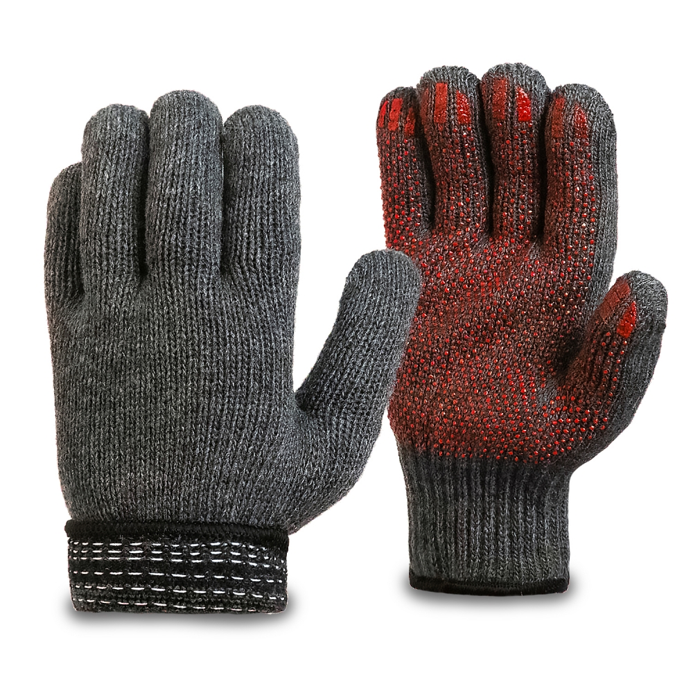 Перчатки шерстяные двойные с антискользящим покрытием (55Т)
